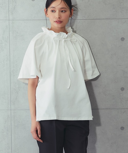 SMILE ORCHID(スマイルオーキッド)の「綿100%2WAYフリルネックtシャツ(Tシャツ/カットソー・レディース・ブラック/ホワイト・FREE)」の18枚目の写真