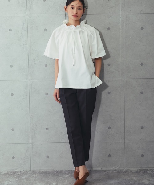 SMILE ORCHID(スマイルオーキッド)の「綿100%2WAYフリルネックtシャツ(Tシャツ/カットソー・レディース・ブラック/ホワイト・FREE)」の19枚目の写真
