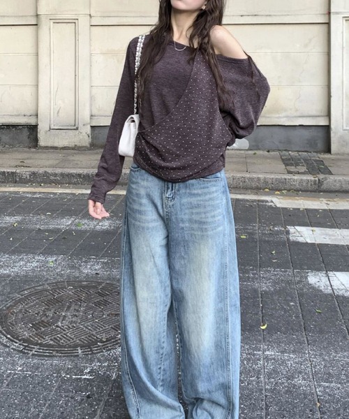 MEMECLE(メメクル)の「【 MEMECLE / メメクル 】ワンショル ドットレイヤード トップス(Tシャツ/カットソー・レディース・ブラウン/ダークグレー・SMALL/MEDIUM)」の15枚目の写真