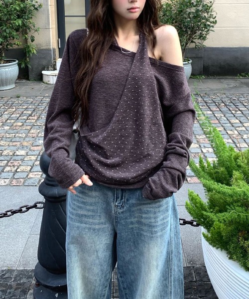 MEMECLE(メメクル)の「【 MEMECLE / メメクル 】ワンショル ドットレイヤード トップス(Tシャツ/カットソー・レディース・ブラウン/ダークグレー・SMALL/MEDIUM)」の20枚目の写真