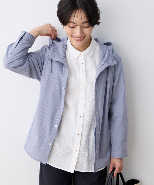 DECOY SINCE 1981（デコイシンスイチキュウハチイチ）の「ギンガムフードシャツジャケット（シャツ/ブラウス・レディース・ブルー/ベージュ・9号/11号/13号/15号）」の3枚目の写真