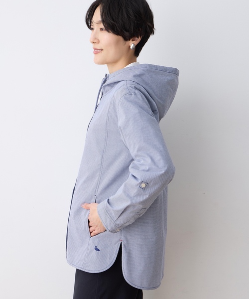 DECOY SINCE 1981（デコイシンスイチキュウハチイチ）の「ギンガムフードシャツジャケット（シャツ/ブラウス・レディース・ブルー/ベージュ・9号/11号/13号/15号）」の5枚目の写真