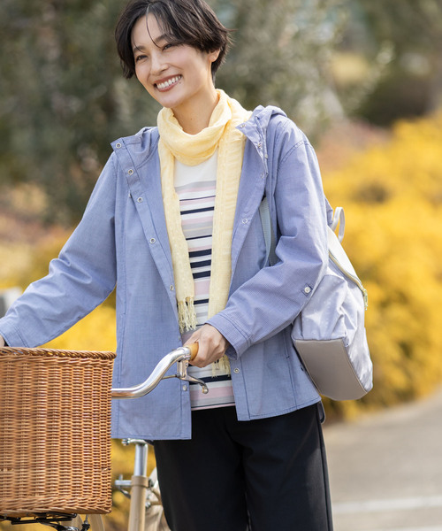 DECOY SINCE 1981（デコイシンスイチキュウハチイチ）の「ギンガムフードシャツジャケット（シャツ/ブラウス・レディース・ブルー/ベージュ・9号/11号/13号/15号）」の21枚目の写真