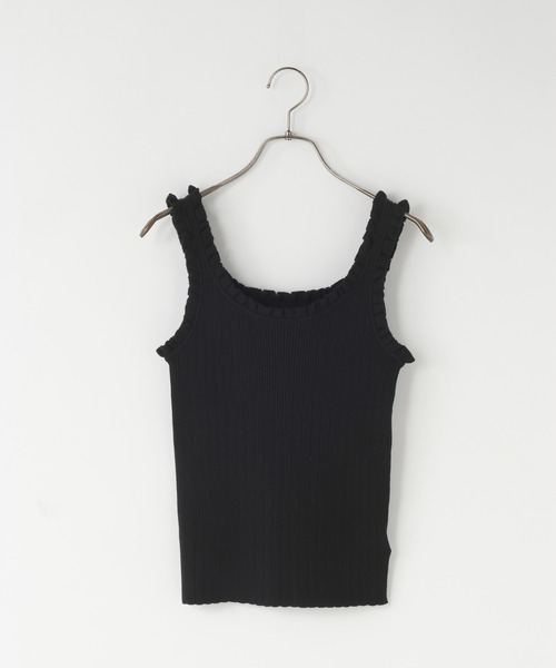 LOWRYS FARM(ローリーズファーム)の「フリルニットタンク 638448(タンクトップ・レディース・アイボリー/ブラック/チャコールグレー・FREE)」の2枚目の写真