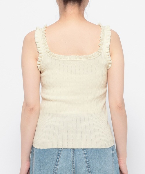 LOWRYS FARM（ローリーズファーム）の「フリルニットタンク 638448（タンクトップ・レディース・アイボリー/ブラック/チャコールグレー・FREE）」の17枚目の写真