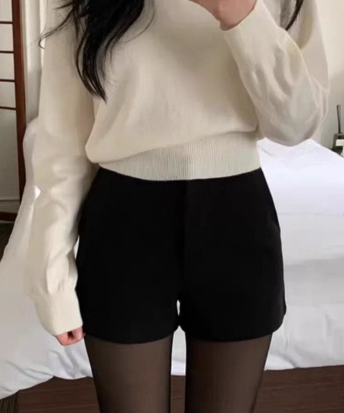 Ritzy(リッツィー)の「ウールライクきれいめショートパンツ(その他パンツ・レディース・グレー/ブラック・M/S/XL/L)」の1枚目の写真