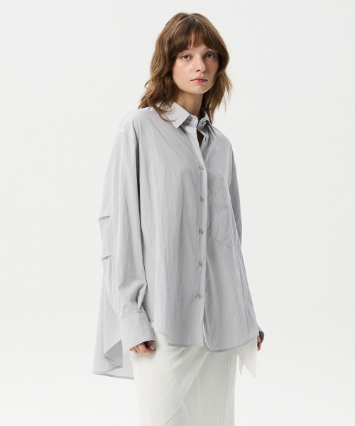 MIDNLOW(ミッドアンドロー)の「Two-way Wrap Shirts (Grey)(シャツ/ブラウス・レディース・その他・FREE)」の2枚目の写真