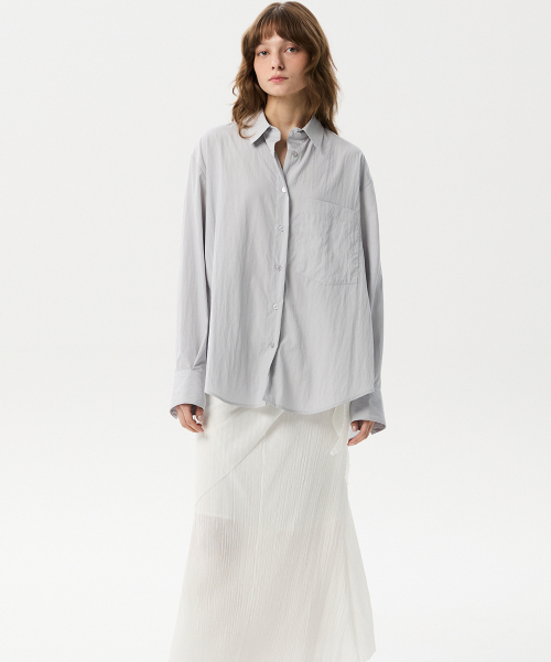MIDNLOW(ミッドアンドロー)の「Two-way Wrap Shirts (Grey)(シャツ/ブラウス・レディース・その他・FREE)」の3枚目の写真