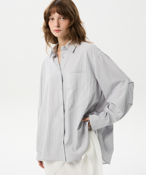 MIDNLOW(ミッドアンドロー)の「Two-way Wrap Shirts (Grey)(シャツ/ブラウス・レディース・その他・FREE)」の4枚目の写真