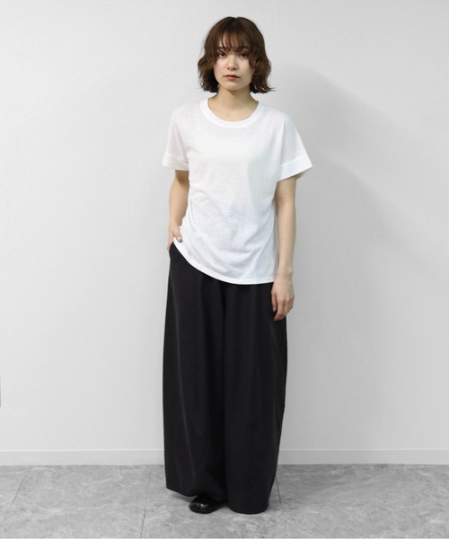 THE CELL.(ザセルドット)の「綿スラブ 袖ロールUP Tシャツ COTTON SLUB ROLL-UP T-SHIRT(Tシャツ/カットソー・レディース・ブラック/オフホワイト/ピンク・FREE)」の7枚目の写真