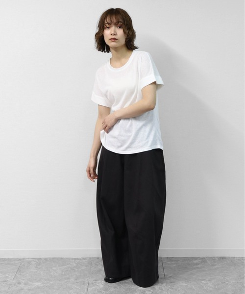 THE CELL.(ザセルドット)の「綿スラブ 袖ロールUP Tシャツ COTTON SLUB ROLL-UP T-SHIRT(Tシャツ/カットソー・レディース・ブラック/オフホワイト/ピンク・FREE)」の8枚目の写真