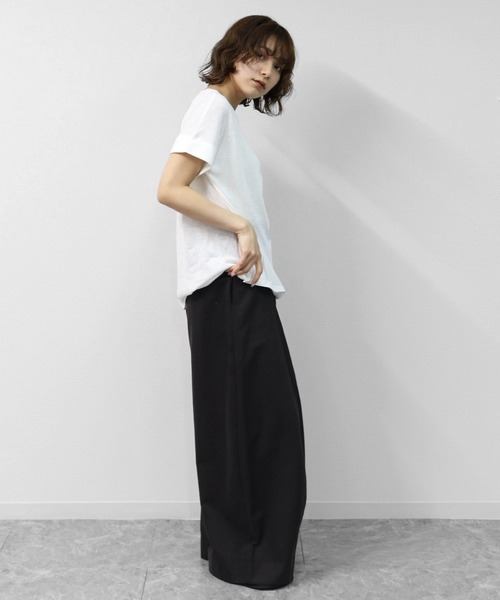 THE CELL.(ザセルドット)の「綿スラブ 袖ロールUP Tシャツ COTTON SLUB ROLL-UP T-SHIRT(Tシャツ/カットソー・レディース・ブラック/オフホワイト/ピンク・FREE)」の11枚目の写真