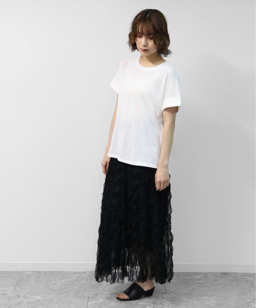 THE CELL.(ザセルドット)の「綿スラブ 袖ロールUP Tシャツ COTTON SLUB ROLL-UP T-SHIRT(Tシャツ/カットソー・レディース・ブラック/オフホワイト/ピンク・FREE)」の16枚目の写真