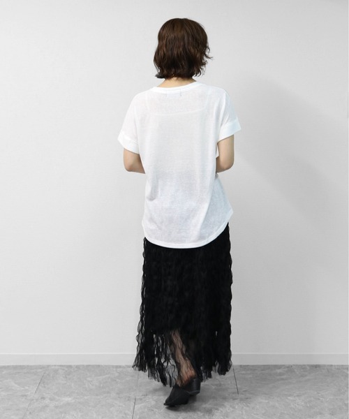 THE CELL.(ザセルドット)の「綿スラブ 袖ロールUP Tシャツ COTTON SLUB ROLL-UP T-SHIRT(Tシャツ/カットソー・レディース・ブラック/オフホワイト/ピンク・FREE)」の17枚目の写真