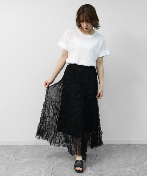 THE CELL.(ザセルドット)の「綿スラブ 袖ロールUP Tシャツ COTTON SLUB ROLL-UP T-SHIRT(Tシャツ/カットソー・レディース・ブラック/オフホワイト/ピンク・FREE)」の13枚目の写真
