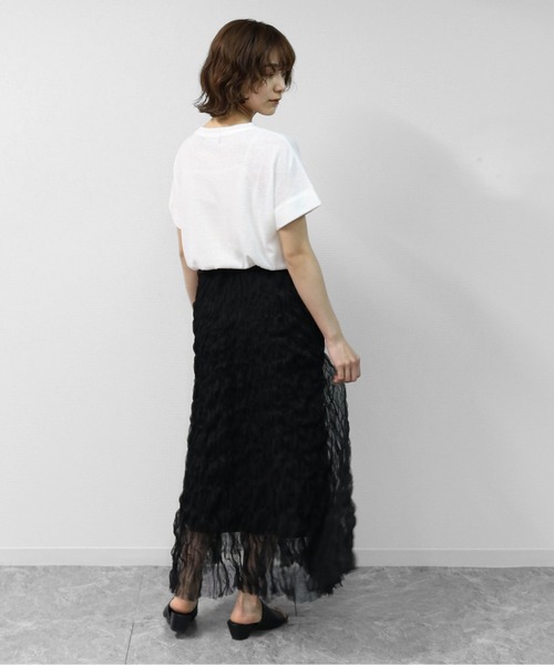 THE CELL.(ザセルドット)の「綿スラブ 袖ロールUP Tシャツ COTTON SLUB ROLL-UP T-SHIRT(Tシャツ/カットソー・レディース・ブラック/オフホワイト/ピンク・FREE)」の14枚目の写真