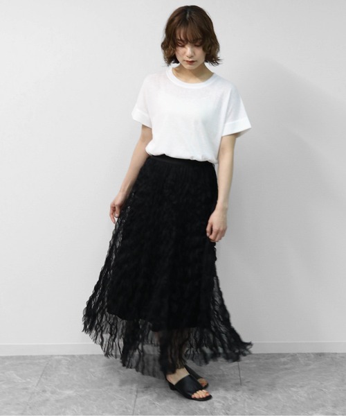 THE CELL.(ザセルドット)の「綿スラブ 袖ロールUP Tシャツ COTTON SLUB ROLL-UP T-SHIRT(Tシャツ/カットソー・レディース・ブラック/オフホワイト/ピンク・FREE)」の12枚目の写真