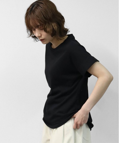 THE CELL.(ザセルドット)の「綿スラブ 袖ロールUP Tシャツ COTTON SLUB ROLL-UP T-SHIRT(Tシャツ/カットソー・レディース・ブラック/オフホワイト/ピンク・FREE)」の20枚目の写真