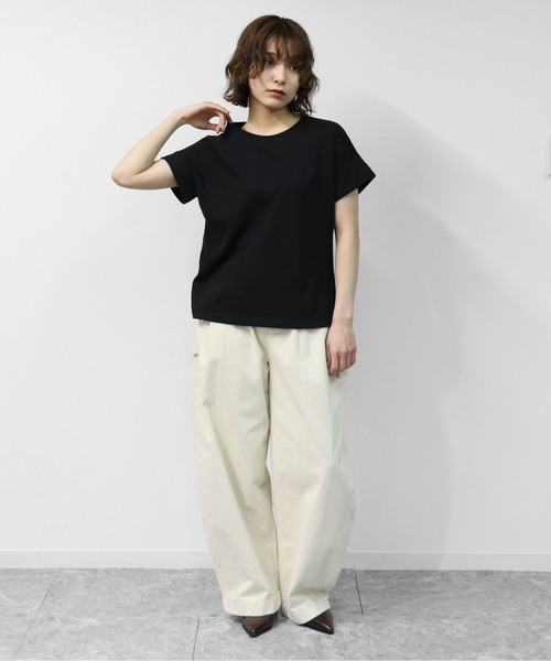 THE CELL.(ザセルドット)の「綿スラブ 袖ロールUP Tシャツ COTTON SLUB ROLL-UP T-SHIRT(Tシャツ/カットソー・レディース・ブラック/オフホワイト/ピンク・FREE)」の22枚目の写真