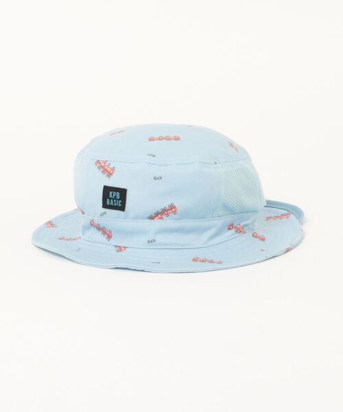 KP DECO（ケーピーデコ）の「電車総柄プリント 日除け付きハット（ハット・キッズ・サックスブルー/ベージュ・SMALL/MEDIUM/LARGE）」の2枚目の写真