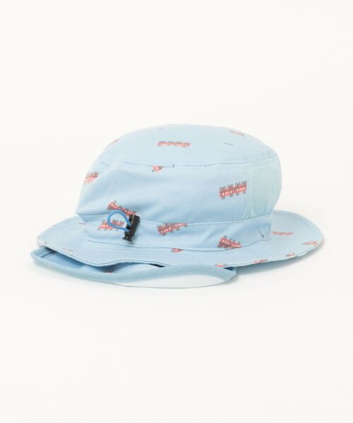 KP DECO（ケーピーデコ）の「電車総柄プリント 日除け付きハット（ハット・キッズ・サックスブルー/ベージュ・SMALL/MEDIUM/LARGE）」の3枚目の写真