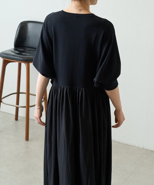 LIVETART（リヴェタート）の「ニットコンビギャザーワンピ（ワンピース・レディース・ブラック・FREE）」の8枚目の写真