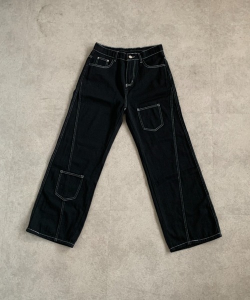 link lot(リンクロット)の「ステッチデザインストレートデニムパンツ(デニムパンツ・メンズ・ブラック/ホワイト・L/M)」の12枚目の写真