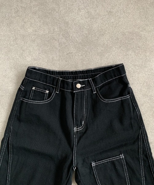 link lot(リンクロット)の「ステッチデザインストレートデニムパンツ(デニムパンツ・メンズ・ブラック/ホワイト・L/M)」の13枚目の写真