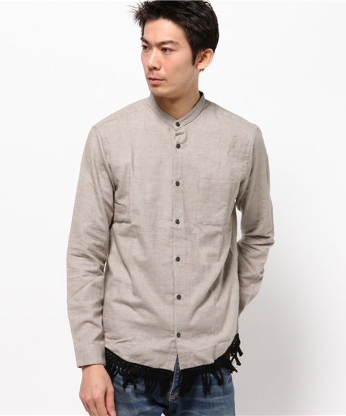 OUTLET(アウトレット)の「【WHO'S WHO gallery】GGフリンジロングシャツ(シャツ/ブラウス・メンズ・ベージュ/ネイビー/カーキ/レッド・LARGE/MEDIUM)」の1枚目の写真