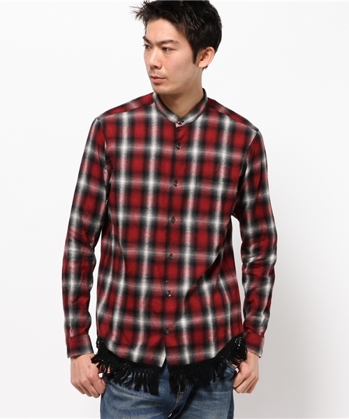OUTLET(アウトレット)の「【WHO'S WHO gallery】GGフリンジロングシャツ(シャツ/ブラウス・メンズ・ベージュ/ネイビー/カーキ/レッド・LARGE/MEDIUM)」の4枚目の写真