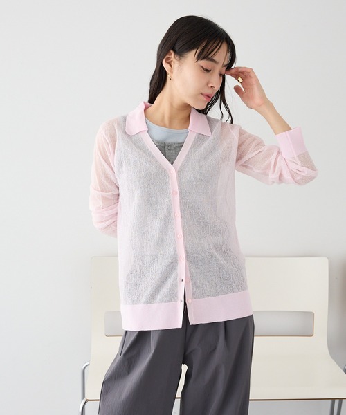 CRAFT STANDARD BOUTIQUE(クラフトスタンダードブティック)の「シアージョーゼットニットカーディガン ◆(カーディガン/ボレロ・レディース・ブラウン/ライトベージュ/ライトピンク・FREE)」の13枚目の写真