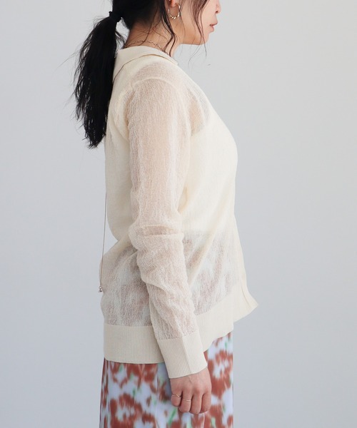 CRAFT STANDARD BOUTIQUE(クラフトスタンダードブティック)の「シアージョーゼットニットカーディガン ◆(カーディガン/ボレロ・レディース・ブラウン/ライトベージュ/ライトピンク・FREE)」の8枚目の写真