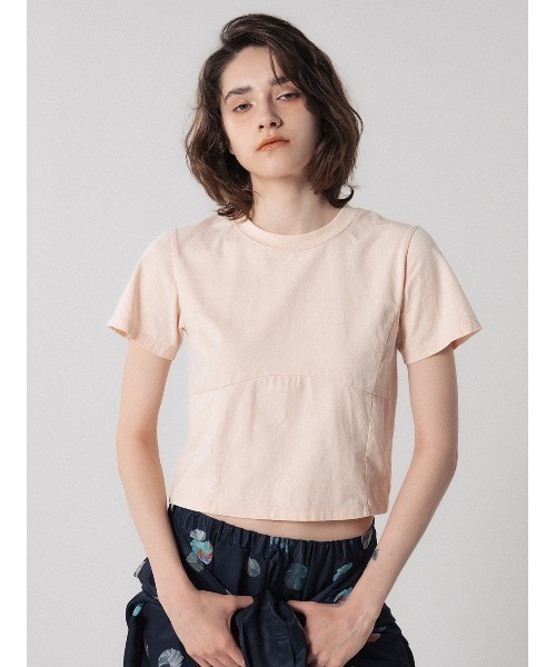 ELCHELE（エルチェレ）の「PIGMENT CROPPED TEE（Tシャツ/カットソー・レディース・コーラル/スミクロ/ブラウン/オフホワイト・FREE）」の5枚目の写真