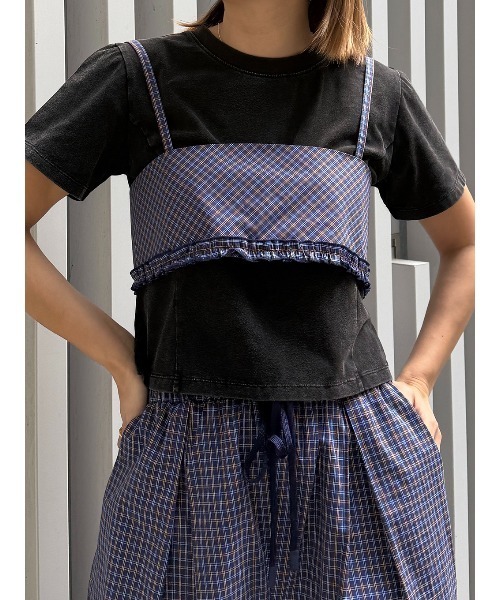 ELCHELE（エルチェレ）の「PIGMENT CROPPED TEE（Tシャツ/カットソー・レディース・コーラル/スミクロ/ブラウン/オフホワイト・FREE）」の21枚目の写真