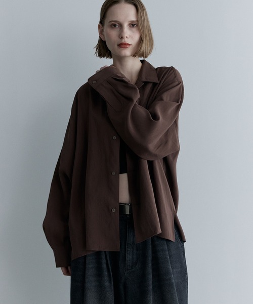 remer(リメール)の「ルーズベーシックシャツ - パウダリーレーヨン / loose basic shirt《powdery rayon》(シャツ/ブラウス・メンズ・カーキ/ライトグレー/ブラック/ブラウン・LARGE/MEDIUM/SMALL/X-SMALL)」の3枚目の写真