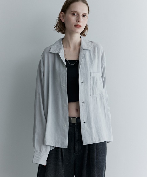 remer(リメール)の「ルーズベーシックシャツ - パウダリーレーヨン / loose basic shirt《powdery rayon》(シャツ/ブラウス・メンズ・カーキ/ライトグレー/ブラック/ブラウン・LARGE/MEDIUM/SMALL/X-SMALL)」の2枚目の写真