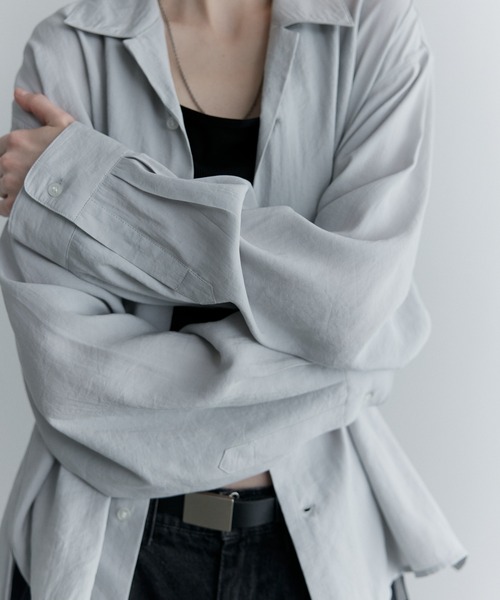 remer(リメール)の「ルーズベーシックシャツ - パウダリーレーヨン / loose basic shirt《powdery rayon》(シャツ/ブラウス・メンズ・カーキ/ライトグレー/ブラック/ブラウン・LARGE/MEDIUM/SMALL/X-SMALL)」の9枚目の写真