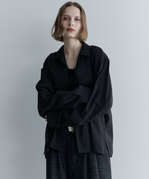 remer(リメール)の「ルーズベーシックシャツ - パウダリーレーヨン / loose basic shirt《powdery rayon》(シャツ/ブラウス・メンズ・カーキ/ライトグレー/ブラック/ブラウン・LARGE/MEDIUM/SMALL/X-SMALL)」の10枚目の写真