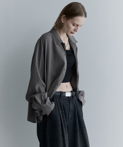 remer(リメール)の「ルーズベーシックシャツ - パウダリーレーヨン / loose basic shirt《powdery rayon》(シャツ/ブラウス・メンズ・カーキ/ライトグレー/ブラック/ブラウン・LARGE/MEDIUM/SMALL/X-SMALL)」の14枚目の写真