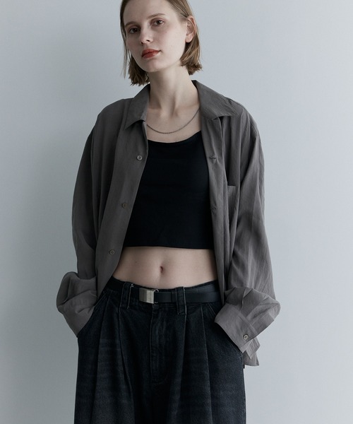 remer(リメール)の「ルーズベーシックシャツ - パウダリーレーヨン / loose basic shirt《powdery rayon》(シャツ/ブラウス・メンズ・カーキ/ライトグレー/ブラック/ブラウン・LARGE/MEDIUM/SMALL/X-SMALL)」の15枚目の写真