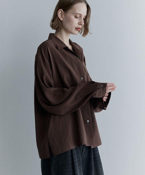 remer(リメール)の「ルーズベーシックシャツ - パウダリーレーヨン / loose basic shirt《powdery rayon》(シャツ/ブラウス・メンズ・カーキ/ライトグレー/ブラック/ブラウン・LARGE/MEDIUM/SMALL/X-SMALL)」の16枚目の写真