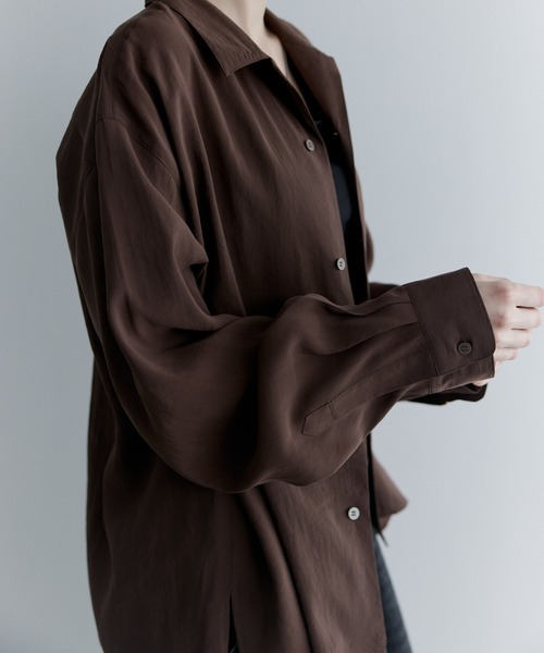 remer(リメール)の「ルーズベーシックシャツ - パウダリーレーヨン / loose basic shirt《powdery rayon》(シャツ/ブラウス・メンズ・カーキ/ライトグレー/ブラック/ブラウン・LARGE/MEDIUM/SMALL/X-SMALL)」の18枚目の写真