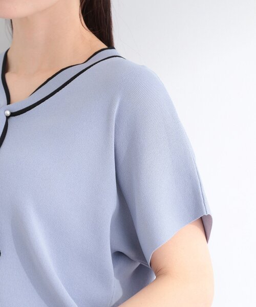 SHOO・LA・RUE(シューラルー)の「【高レビュー/ひんやり/毎日洗える/UV】二の腕も隠せる 配色ボウタイニット(ニット/セーター・レディース・ベージュ/ネイビー/アイボリー/サックスブルー・04/03/02/01)」の18枚目の写真