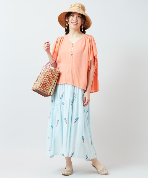 チャイハネ(チャイハネ)の「【チャイハネ】ヒピラトップス(その他トップス・レディース・オレンジ/ブルー/ホワイト・FREE)」の10枚目の写真