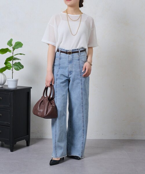 Jena espace merveilleux（ジェナ　エスパスメルヴェイユ）の「ストレッチワイドデニムパンツ（その他パンツ・レディース・ブルー系その他/ネイビー・FREE）」の2枚目の写真