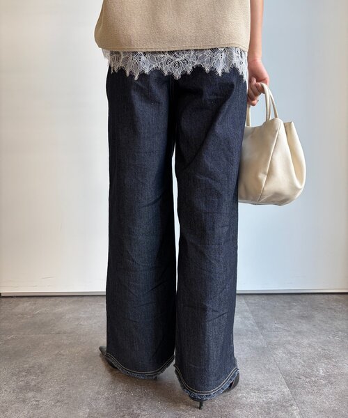 Jena espace merveilleux（ジェナ　エスパスメルヴェイユ）の「ストレッチワイドデニムパンツ（その他パンツ・レディース・ブルー系その他/ネイビー・FREE）」の3枚目の写真