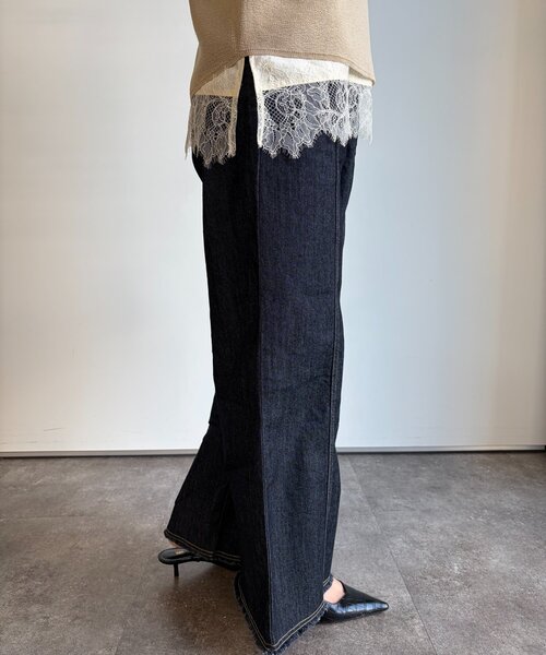Jena espace merveilleux（ジェナ　エスパスメルヴェイユ）の「ストレッチワイドデニムパンツ（その他パンツ・レディース・ブルー系その他/ネイビー・FREE）」の4枚目の写真