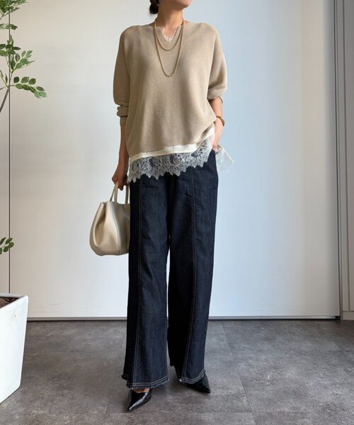 Jena espace merveilleux（ジェナ　エスパスメルヴェイユ）の「ストレッチワイドデニムパンツ（その他パンツ・レディース・ブルー系その他/ネイビー・FREE）」の5枚目の写真