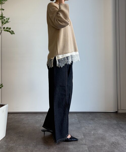 Jena espace merveilleux（ジェナ　エスパスメルヴェイユ）の「ストレッチワイドデニムパンツ（その他パンツ・レディース・ブルー系その他/ネイビー・FREE）」の6枚目の写真
