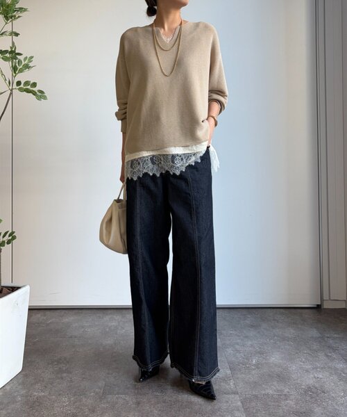 Jena espace merveilleux（ジェナ　エスパスメルヴェイユ）の「ストレッチワイドデニムパンツ（その他パンツ・レディース・ブルー系その他/ネイビー・FREE）」の7枚目の写真